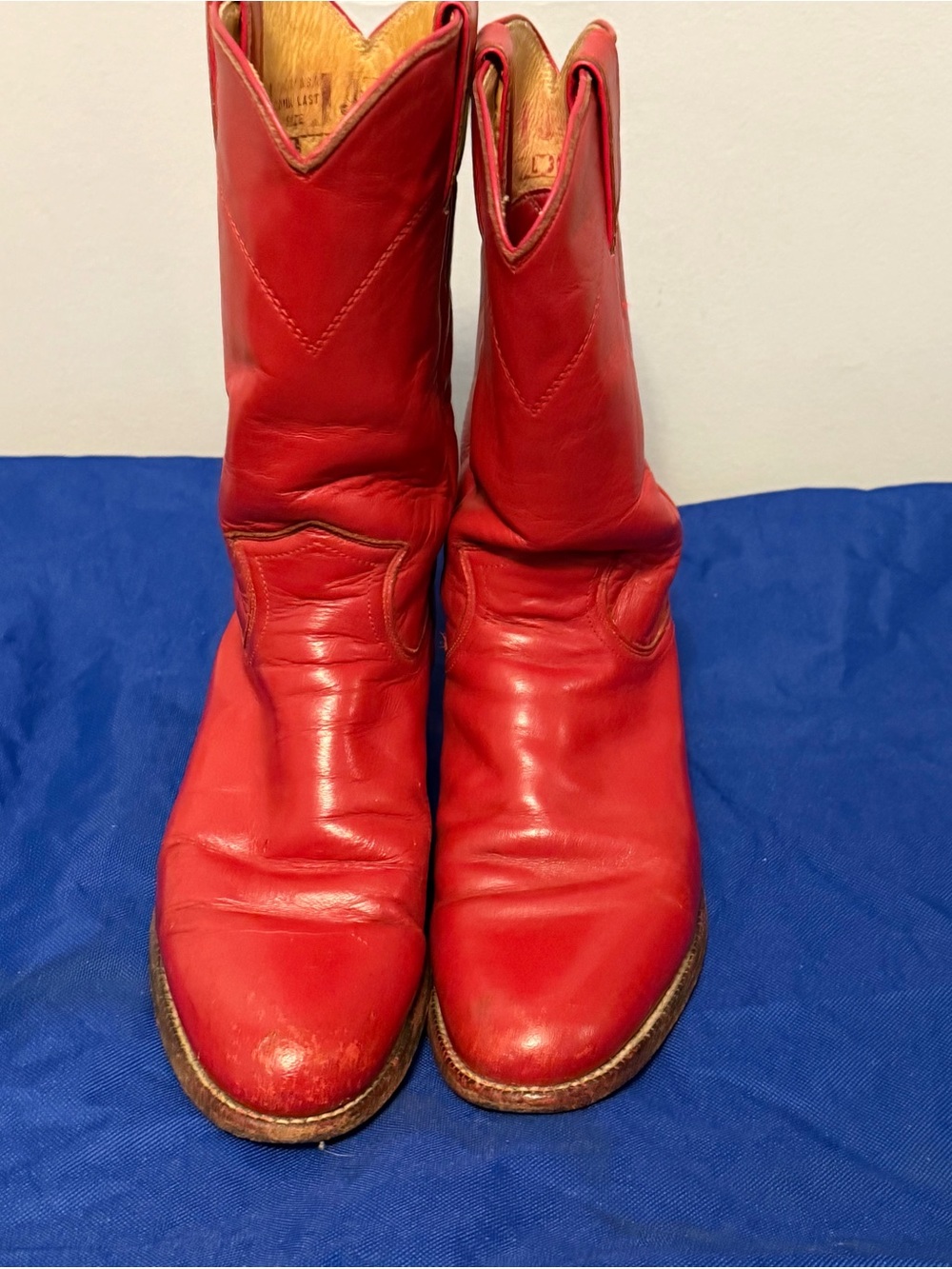 Red 100% Justin Leather Western Boots 5 boys/Women 6.5
